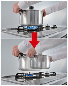 調理中にお鍋を移動させるときに安心！鍋なし検知機能